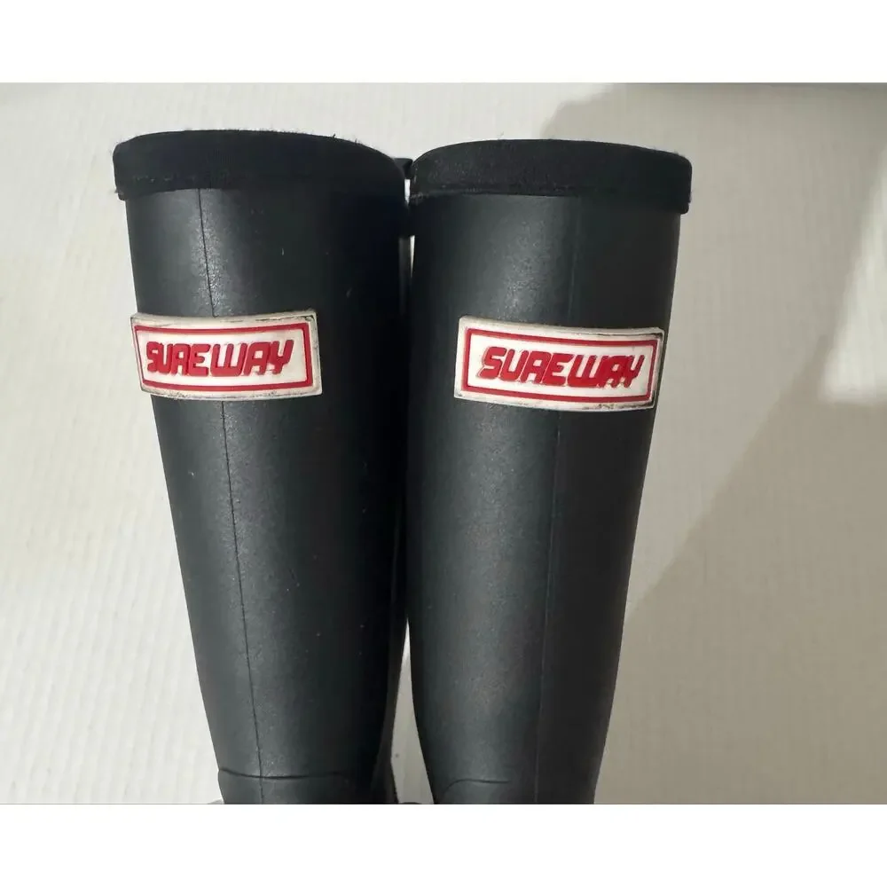 SureWay Waterproof Rain Boots Black Mid-Calf Garden Mud Boots Size 7 Gorpcore